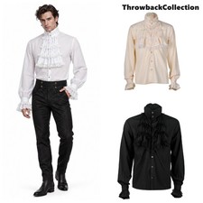 Men's Victorian Ruffle Shirt Gothic Steampunk Vampire Costume Pirate Shirt picture