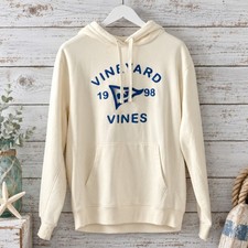NWT Vineyard Vines Heritage Brushed Terry Hoodie M Powder Cream Blue Flaws picture