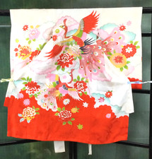 【Near Mint】Antique baby kimono,  for girl, Childbirth , Newborn,  baby Wrap, picture