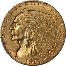 1914-D Indian Gold $2.50 PCGS MS62 Nice Eye Appeal Nice Strike picture