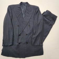 Vtg Hickey Freeman 42L 34x32 Gray Check Wool Double Breasted Full Canvas Suit picture