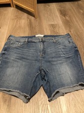 Torrid Womens Distressed Denim Shorts Size 20 Cut Off Hem Dark Wash (M14) picture