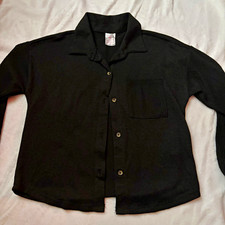 No Boundaries Women's Black Long Sleeve Button-Up Shirt with Pocket XS picture