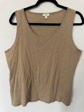 J.Jill Stretch Ribbed Tank Top Tan Scoop Neck Size XL picture