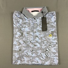 Greyson Golf Shirt Polo Chest Logo Snow Camo Print XL Heron Polyester MSRP $118 picture