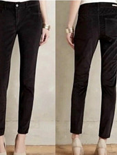 Anthropologie Pilero & the Letterpress Pants Black Serif Skinny Velvet Ankle 28 picture