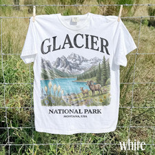 Vintage Glacier National Park Shirt Montana Mountain Lake Wildlife Tee picture