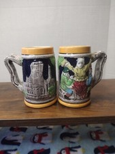 Set Of Two Vtg German Style Stein 5.5 Inch Made Japan Hand Painted  picture