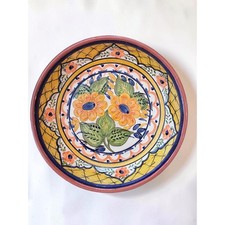 Vintage Casa Fina Hand Painted Terracotta Floral Bowl - Made in Portugal picture
