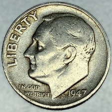 1947 S Roosevelt Dime 90% Silver Circulated San Francisco US Coin - 5296 picture