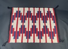 Wool Rug Wall Hanging Handwoven Southwestern Geometric 24.5 x 18 Vintage picture
