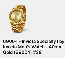 Invicta Specialty I Men's 40mm Quartz Gold Dial Fluted Bezel Bracelet w/ Box picture