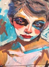 ACEO LIMITED EDITION SIGNED PRINT : I CRIED MY EYES VIOLET : OOAK : Art : TAZ picture