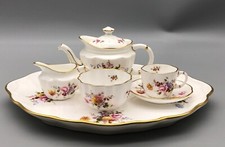 Vintage Royal Crown Derby Bone China Posies Miniature Tea Set on Tray 6 pcs picture