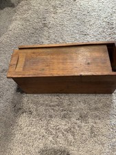 ANTIQUE PRIMITIVE WALNUT WOODEN SLIDE LID BOX picture
