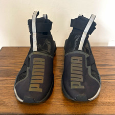 PUMA Black Slip-On Mid Top Mesh Sneakers Rubber Sole Camo Comfort picture