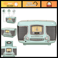 Vintage Aqua Blue Radio CD Player with Bluetooth, AM/FM, AUX Input - Retro Style picture