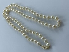 Akoya Cultured Pearls; 6-6.5mm - 14k Gold Clasp 21” Matinee Length Vintage picture