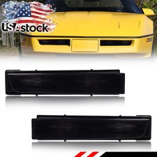 2X Smoked Lens Front Bumper Fog Running Signal Lights For 1984-1990 Corvette C4 picture