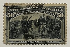 RARE 1893 U.S. 50C USED STAMP #240 RECALL OF COLUMBUS COLUMBIAN EXPOSITION ISSUE picture