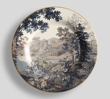 Pottery Barn Kravet Folly Scenic Stoneware Salad Plates Mixed Set of 4 picture