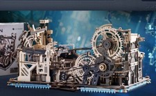 ROKR 3D Puzzle Wood Spaceport Marble Night City with Linkage Model Gift Adults picture