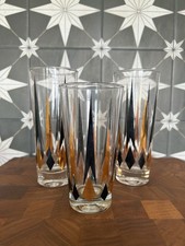 3 Vintage Anchor Hocking “Golden Peaks” Cocktail Glasses Mid-Century Modern Era picture