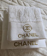 CHANEL BEAUTE Towels Cotton Body/Face White Towels Set of 2 Coco picture