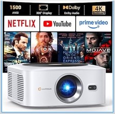 🔥HAPPRUN J7  Projector 1500 ANSI 4K Auto Focus BT Dolby Audio picture