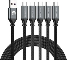 5 Pack 10FT USB A to USB C Fast Charging Cable Braided Cord iPhone 17 16 15 Gray picture