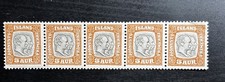 Iceland Mint Never Hinged  2 Kings Lot C of Block of 5 5 aur Brown Gray 1907 XF picture