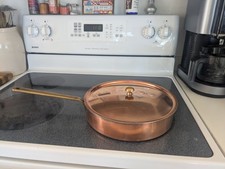 Vintage Spring Culinox 9” X 2” Copper Sauce-Saute Pan w/Lid Switzerland  picture