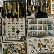 Mixed Lot Vintage Costume Jewelry 170+ Pieces Metal Gold/Silver Pearl Necklaces picture