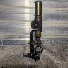 Antique 19th Century French Brass Pocket Field Microscope Marked 