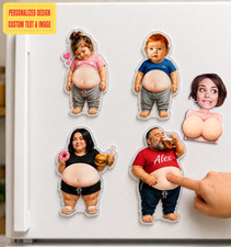 Personalized Daddy Face Squishy Belly Magnet Funny Dad Gift picture