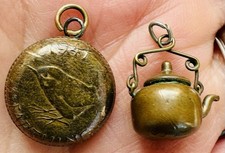 Antique Handmade Miniature Copper Penny Teapot Charm Fob Farthing Pendant 1 Cent picture