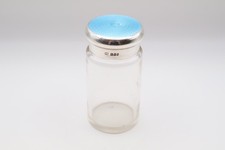 Lovely Antique Silver Guilloche Enamel Dressing Jar Hallmarked London 1935 picture