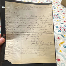 1898 Handwritten Signed Letter on Yankton Post Correspondence to Hon. J L Bliss picture