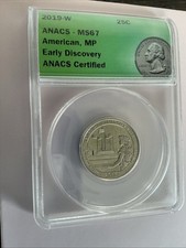 2019 W AMERICAN MEMORIAL PARK MP ANACS MS67 EARLY DISCOVERY 25 Cent Coin picture