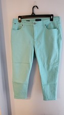 Talbots Women's Solid Blue Jegging Crop Pants Flat Front Pockets Plus picture