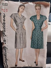 Vìntage Simplicity Sewing Pattern 1522 Circa 1940 Unprinted Pattern New Uncut picture