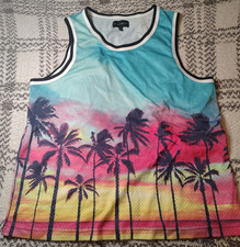 Palm Trees Jersey Fabric Tank Top XL NO BOUNDARIES picture