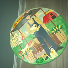 Vintage 1992 Signed Bernie Hauserman Hand Painted Folk Art Wooden Bar Stool  picture