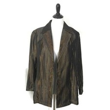 Vintage Carlisle Open Front Cardigan Womens 6 Silk Blend Metallic Striped Jacket picture