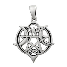 Small Sterling Silver Heart Pentacle Pendant Wicca picture