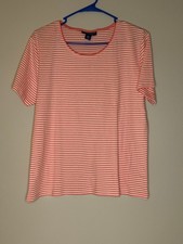 Striped Pink and White Short Sleeve Top Karen Scott picture