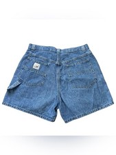 Vintage Lee Riveted Dunagrees Denim Carpenter Shorts High Waisted Mom  SZ 14 MED picture