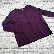 Talbots Factory Women's Plum Purple Fine Knit Cotton V-Neck Sweater Large Office picture