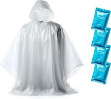 4 Pack Disposable Rain Ponchos for Adults with Hood, Clear Emergency Travel Gear picture
