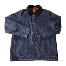 Drake's Stone Wash Denim Field Jacket Size 44 Japanese Denim Corduroy Collar picture